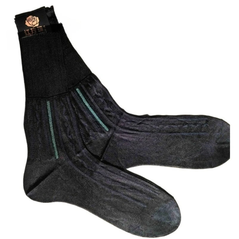 Men's Ultra-Thin Sheer Nylon Stockings Jacquard Elastic Mid-Tube Transparent Breathable Business Socks Good Quality Sexy