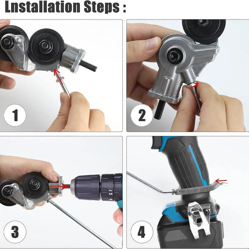 Electric Drill Plate Cutter Attachment Double Headed Free Cutting Tools Iron Metal Sheet Punch Scissors - Visuel 5 | SAMAG