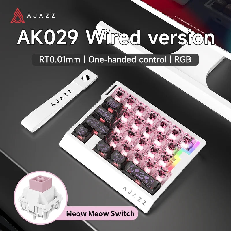 AJAZZ AK029 Wired One-Handed Gaming Keyboard HE Magnetic Switch 29 Key RGB 8000Hz Mini Mechanical Keyboard for E-sports PC Gamer