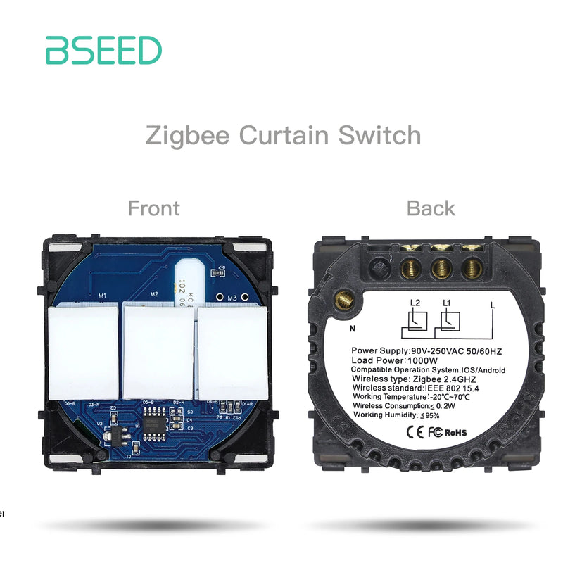 Bseed EU Standard Zigbee Light Switches Parts 1/2/3Gang Dimmer Curtain Module DIY Part Tuya Smart Life Control Neutral Required