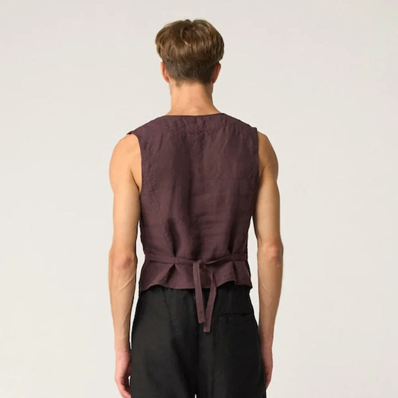 Linen Casual Men's Vest Cool Sleeveless Male Summer Single Breasted Suit Vests V Neck Vintage Jacket for Men Waistcoat