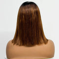 250% Density Bob Straight Human Hair 2X6 Transparent Lace Closure Frontal Human Hair Wigs 100% Human Hair Ginger 99J Colored Wig