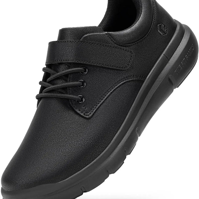 FitVille Men'S Diabetic Shoes Wide Width Leather Oxford Dress Walking Shoe Hook And Loop Orthopedic Sneakers For Swollen Foot