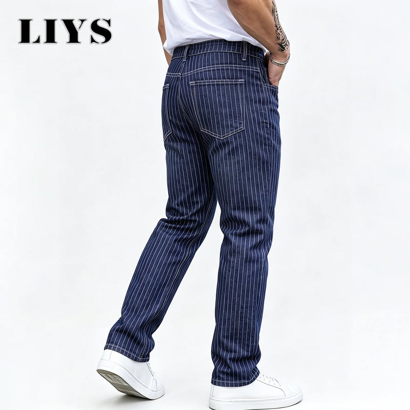 LIYS Light Luxury Blue White Striped Jacquard Slim | SAMAG