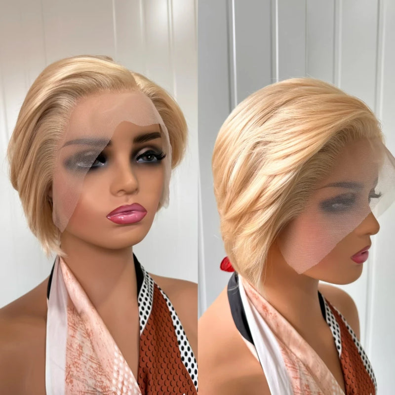 Short Bob Wig Brown Synthetic Lace Front Wigs For Women Pixie Cut Hair Bob Lace Wig Black Wig Sliver Grey Wig Cosplay Daily Life