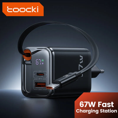 Toocki 67W GaN Charger With Retractable Type-C Cable | SAMAG