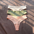 3 Pcs Seamless Ladies Ribbed Cotton Thong Simple Women's Low Waist Bikini Briefs Sports Girls Underwear Plus Size