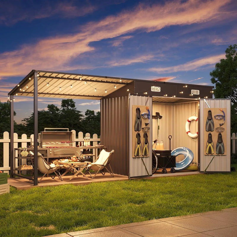 5.6x3.5 FT Outdoor Storage Shed & Hardtop Gazebo Combo | SAMAG