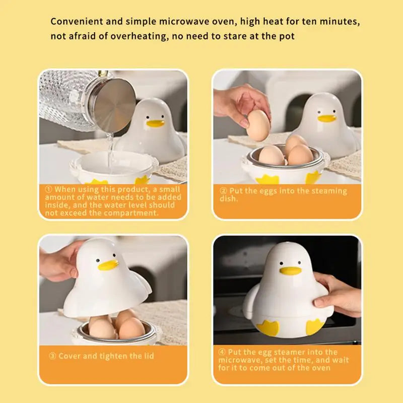 Microwave Egg Steamer 4-Capacity Breakfast Cooker Perfectly Cooked Egg Duck Shaped Microwave Cooking Accessories for Kitchen