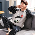 Cartoon Cute Dog Letter Print Men's Pajamas Set Cotton Soft Autumn Winter New Men's Sleepwear Long Sleeve & Pants Korean Pajamas