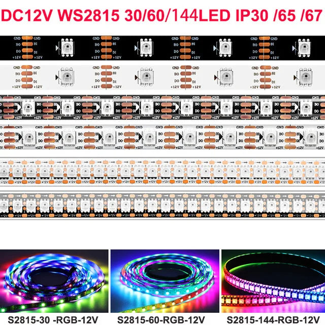 SK6812 RGBW Led Strip Light 4 in 1 Similar WS2812B 1m 5m 30 60 144 LEDs Individual Addressable RGBWW Led Lights IP30 65 67 5V12V