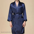Men's Ice Silk Sleepwear Kimono Bathrobe Gown Long Robe Pajamas Two Piece Set Print Tiger Loose Casual Homewear Lounge Wear