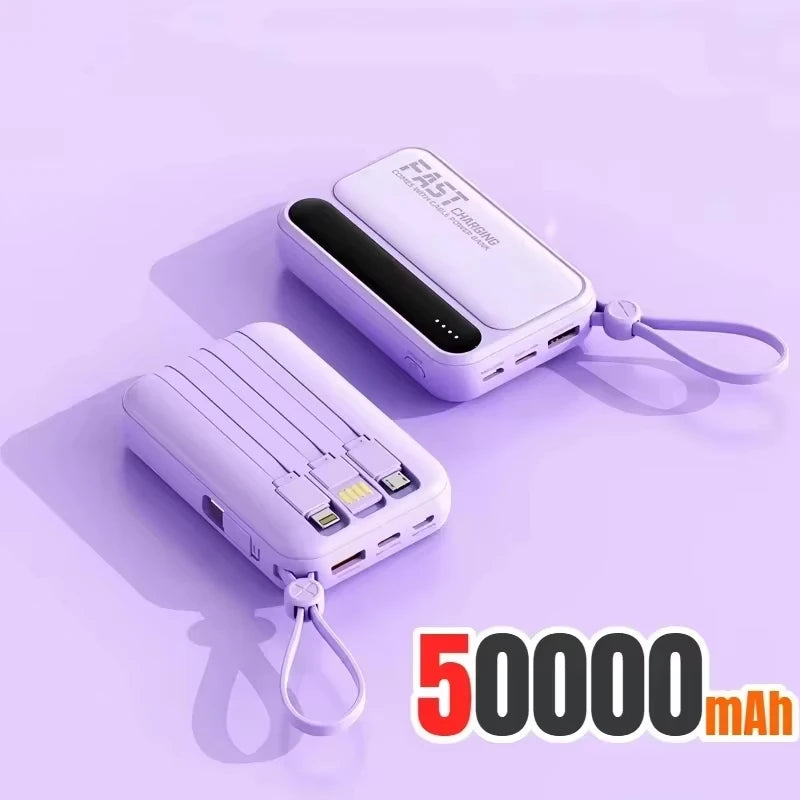120W 500000mAh PowerBank Large Capacity 4 In1 Cables Intelligent Digital Display Light Portable Powerbank For iPhone Huawei 2026