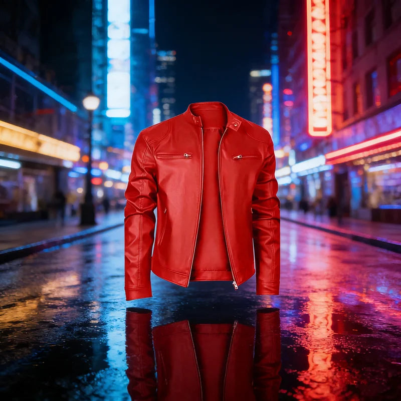 Business Style PU Leather Jacket Stand Collar Slim Fit Zipper Coat Multiple Colors Autumn New Arrival Fashion Urban Outerwear