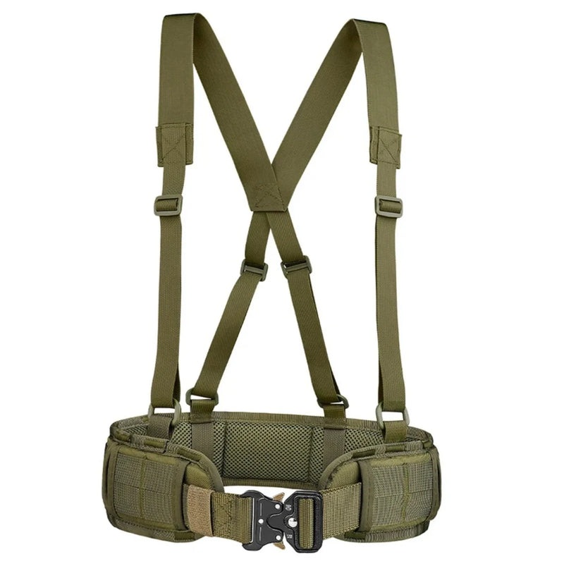 Tactical Battle Combat Air-soft Padded Equipment Molle Waist Belt with Adjustable Suspenders Free Straps