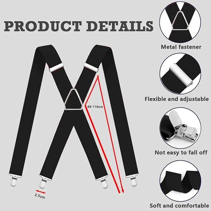 New Adjustable Adult Suspenders Elastic Strong Metal Clips Adult Belt 4 Clips Clip-on Suspenders Men Women
