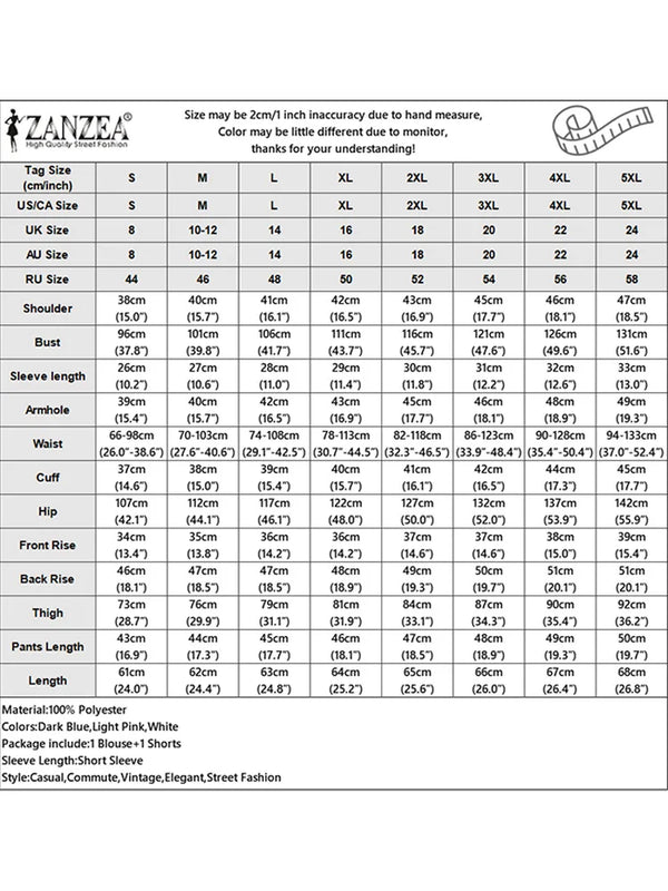 2025 ZANZEA Women's Short Sets Summer Lace Insert Short Sleeve V Neck T-shirt and Elastic Waist Shorts Casual 2-Pieces Suits