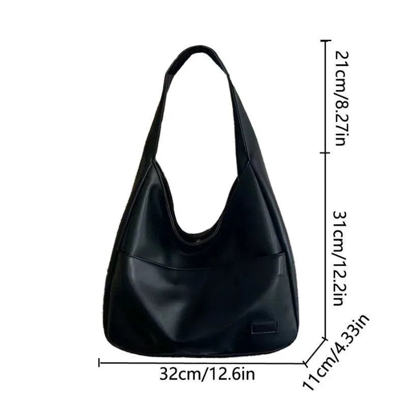 Soft Faux Leather Large Hobo Shoulder Tote Bag Wide Strap Big Capacity Women Casual Daily Work Shopping Commute Handbag Purse