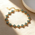 Stainless Steel Colorful Cubic Zirconia Flower Cover Bracelet Adjustable Four - Leaf Clover CZ Stone - Visuel 9 | SAMAG