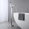 KEMAIDI Freestanding Bathtub Faucet Tub Filler High Flow Waterfall Bath Filler Brushed Gold Tub Faucets with Hand Shower Tap