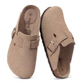 Asgard Women Suede Clogs Genuine Leather Mules Adjustable Buckle with Comfort Cork Footbed and Arch Support Aldult Potato Shoes