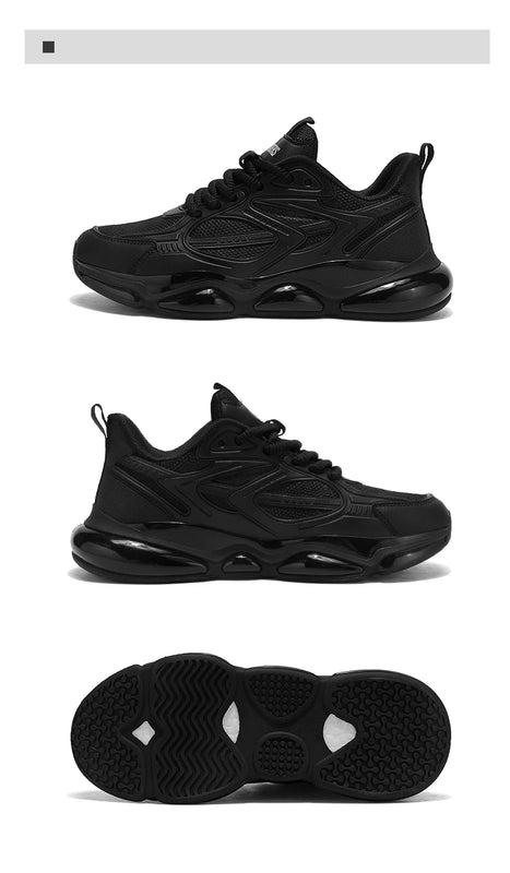 Men's Sports Shoes Trendy Flat Heel Low-top Soft-soled Round Toe Lace-up Large Size New High-quality Solid Color Running Shoes