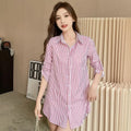 Striped Irregular Button Vintage Shirt Tops Women - View 4 | SAMAG