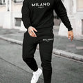 The new men's round - neck hoodie set for Spring and Autumn features a casual and comfortable 3D letter - View 4 | SAMAG