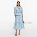 Customized Cocktail Dress Light Sky Blue 3/4 Sleeves | SAMAG