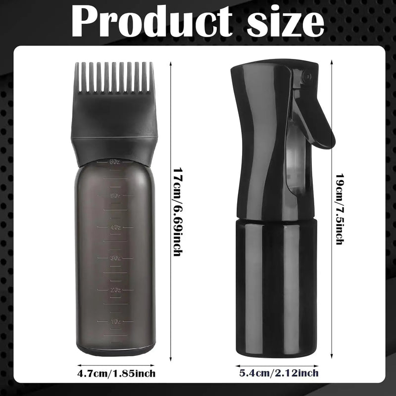 WANMEI 1/2pcs Refillable Continuous Spray Bottles with Root Comb Applicator - Fine Mist Sprayer for Hairstyling Hair Dye Bottle