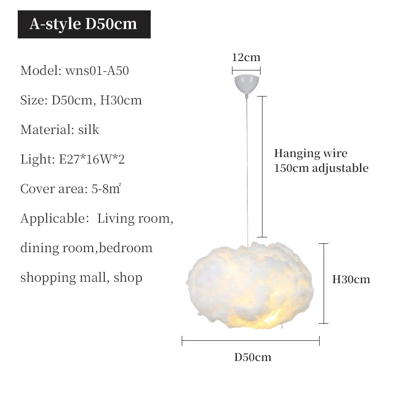 Modern Floating Cloud Led Pendant Light Living Dining Room Chandelier Lighting Bedroom Lampara Restaurant Hanging Lamp Luminaire