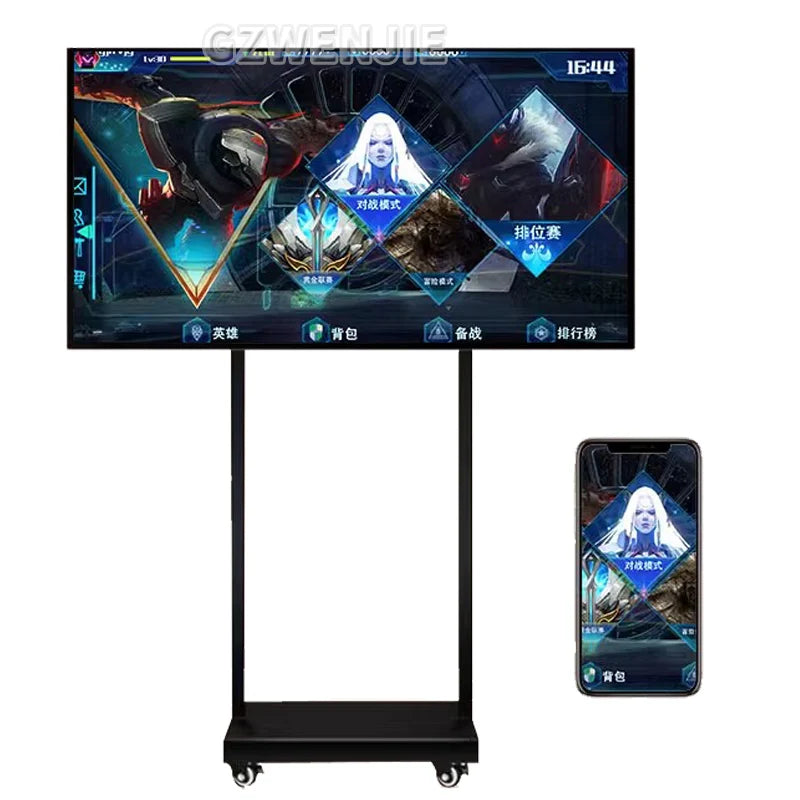 43 inch Smart Interact Screen Portable TV on Wheels Smart Wireless Portable Monitor With Moveable Stand HD Touch LCD Smart TV