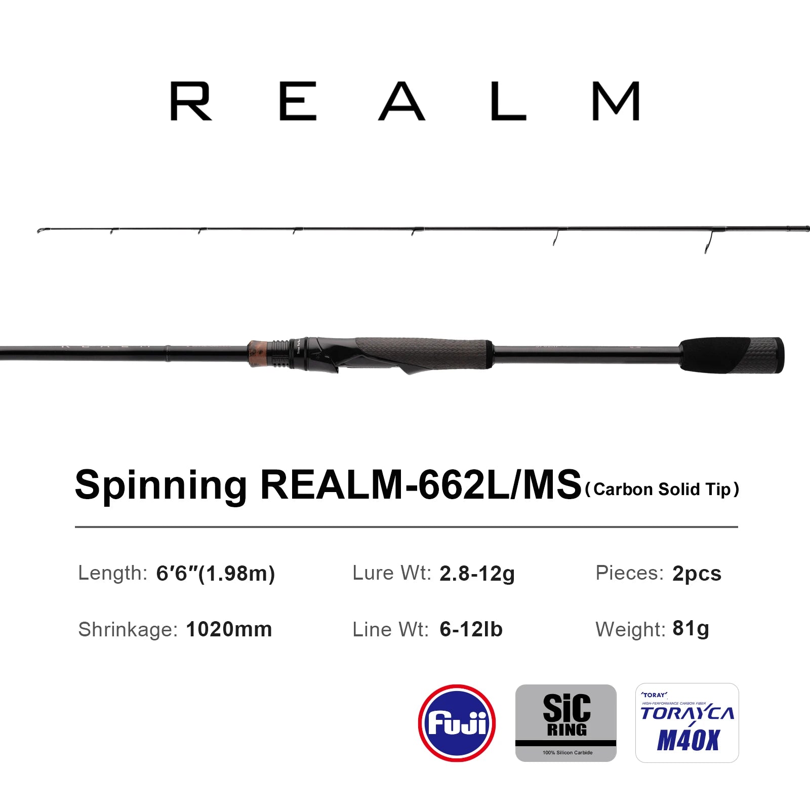PURELURE REALM Bass Rod All M40X Toray Carbon Soft Bait Zander Rod EX F/F Action Fuji SIC Ring Spinning Casting Fishing Pike