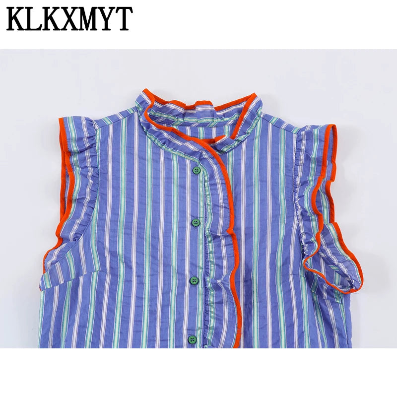 KLKXMYT Women's Shirt Summer Sleeveless Ruffles Short - View 4 | SAMAG