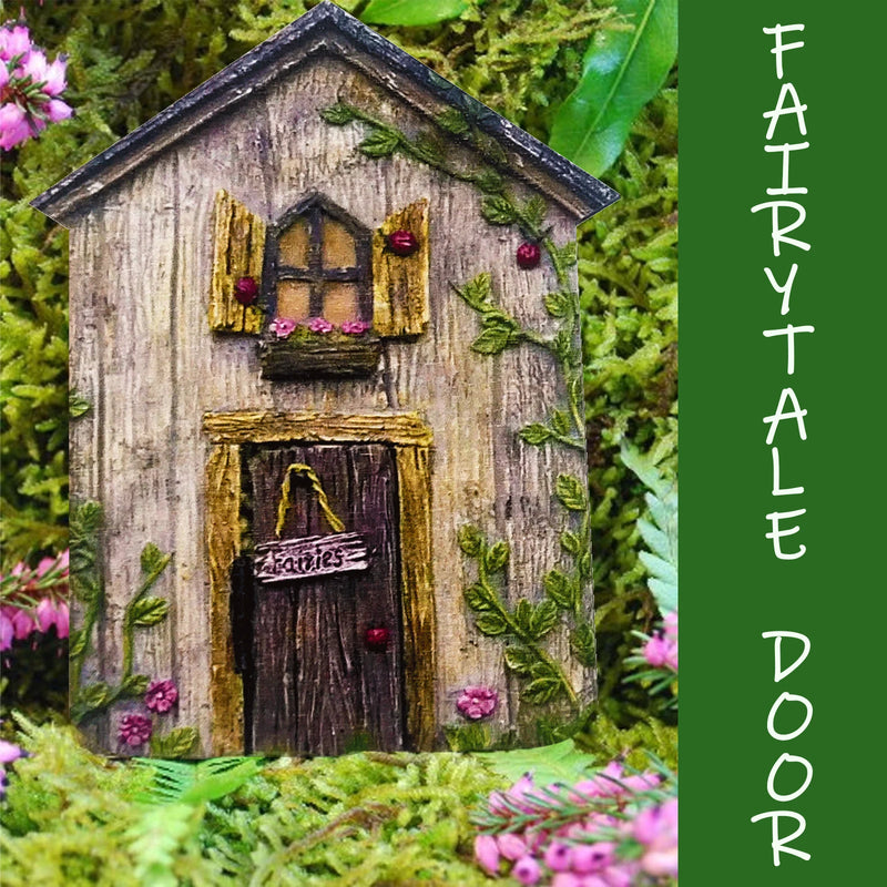 Garden Decor Fairy Door, Yard Tree Decor Wooden Miniature Dwarf Fairy Door Cute Outdoor Landscape Ornament Home Garden Art