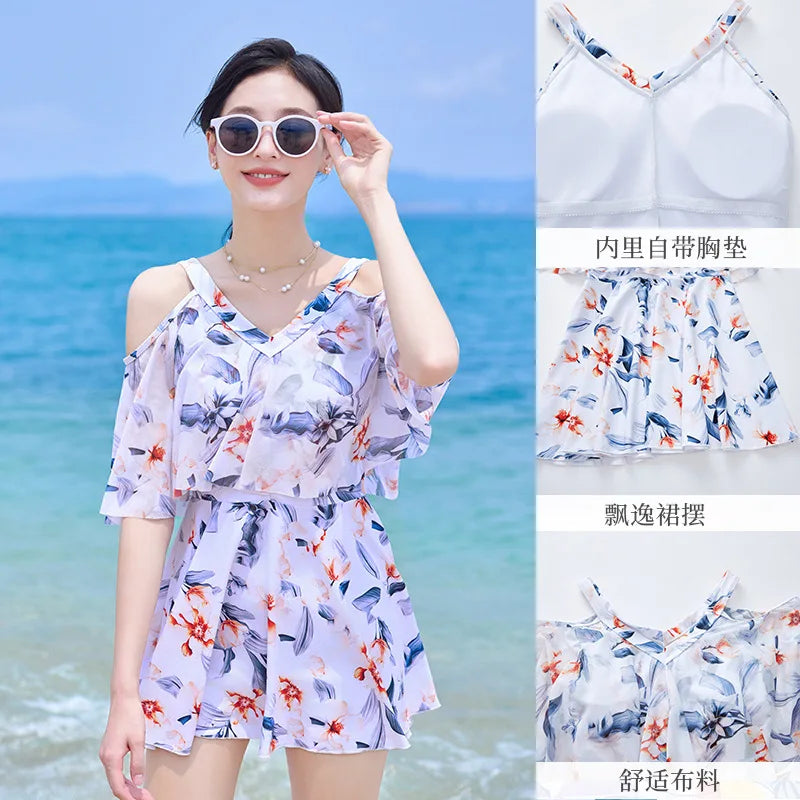 Japanese Style Women's Swimsuit New Printed Off-shoulder | SAMAG