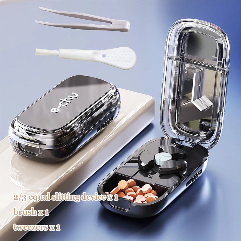 Tablet Divider Tablet Cutter with Storage Compartment for Small and Large Tablets Multiple Pill Cutters for Travel & Pets Daily