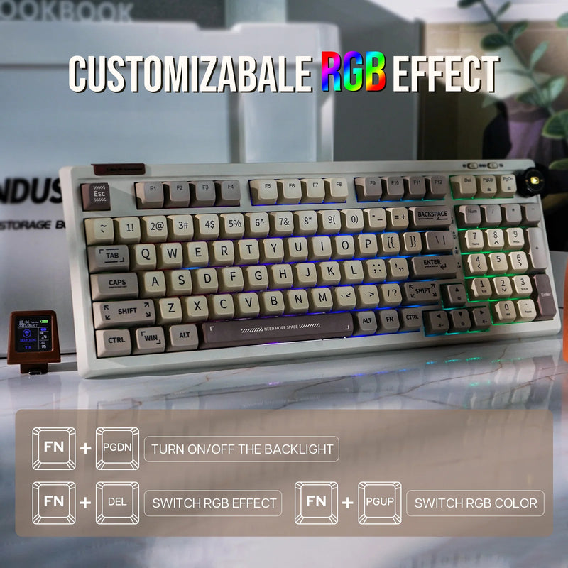 Custom EPOMAKER RT100 95 Gasket Mounted Wired Bluetooth 2.4G Wireless Mechanical Keyboard with Multimedia Knob Mini Display Gift