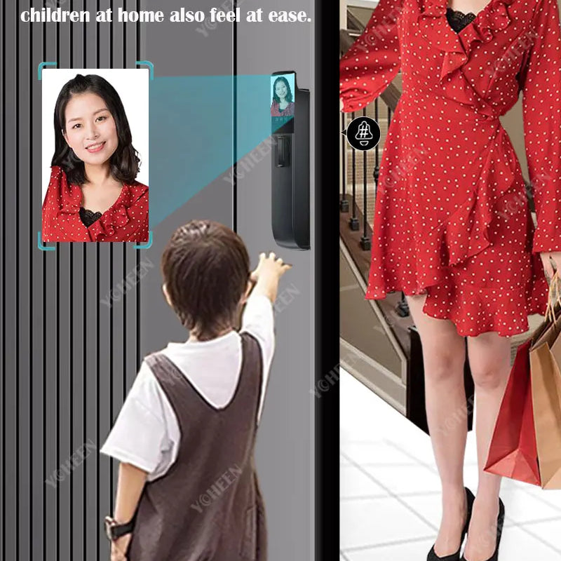 6068,5572,6072,6085 Mortise Lock Tuya Wifi App Camera Smart Digital Lock With Fingerprint Face Key Card Rfid