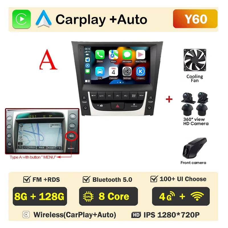 For Lexus GS300 S190 GS350 GS400 GS430 GS450h GS460 GS 300 III 3 350 Car Radio Auto Android Multimedia Carplay 2din Navigation