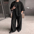 INCERUN Men's Sets Striped See Through Short Sleeve T Shirt Pants Two Piece Streetwear Loose Fashion - View 3 | SAMAG