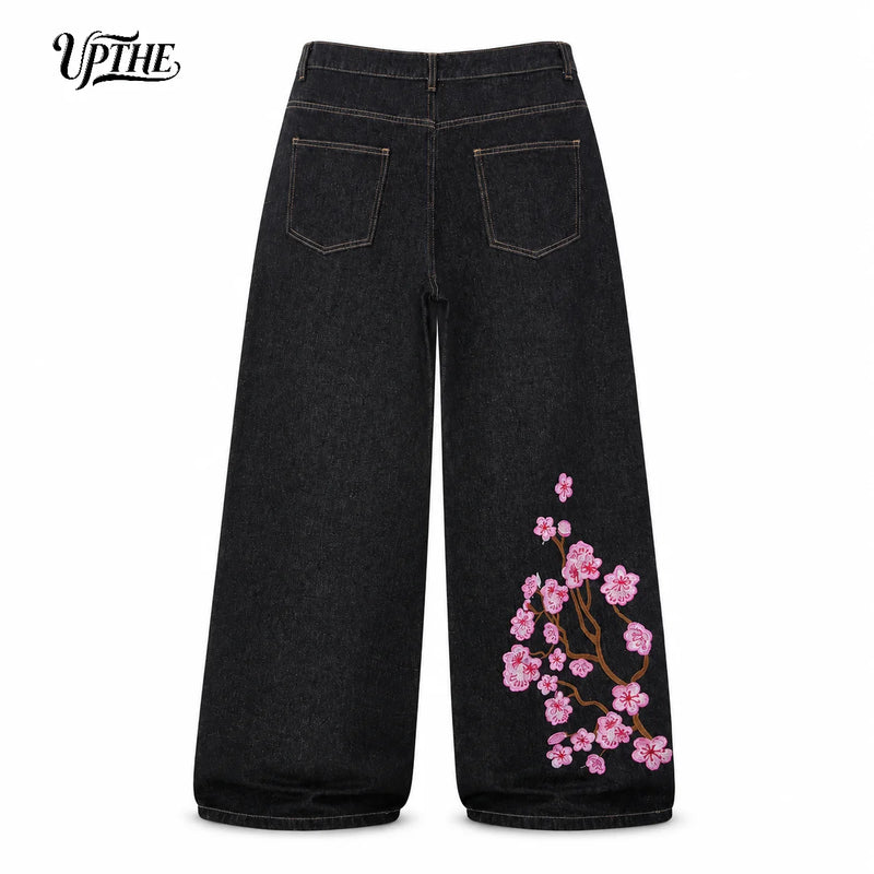 UP.THE Men Raw Black Baggy Wide Leg Jeans, Y2K Oversized | SAMAG