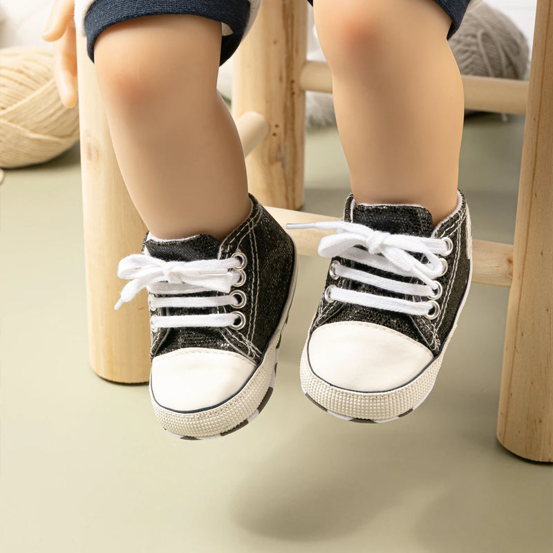 Newborn Baby Shoes Classic Sequins Canvas Cotton - View 4 | SAMAG