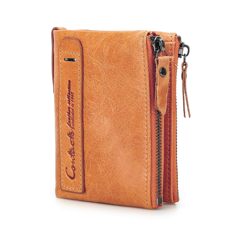 CONTACT'S Fashion Genuine Leather Women Wallet Bifold Card Holder Coin Purse Small Women's Purse Money Clip Men Pocket Wallets