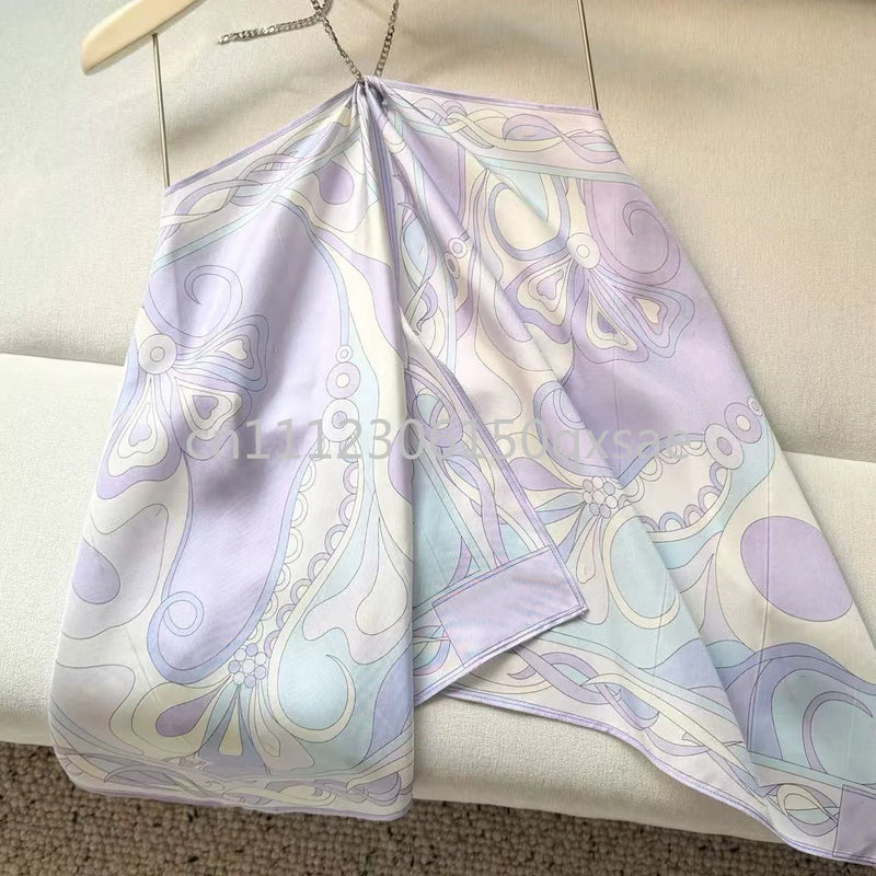 Luxury Design Women's Purple Halter Tops with Designer Signature Letter Logo Fashion Brand Lady Sexy Sleeveless T-shirts