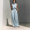 2026 Sleeveless Top+Wide Leg Pants Summer Casual Two-Piece Set Elegant And Loose Office Set High Street Pocket Women's Suits