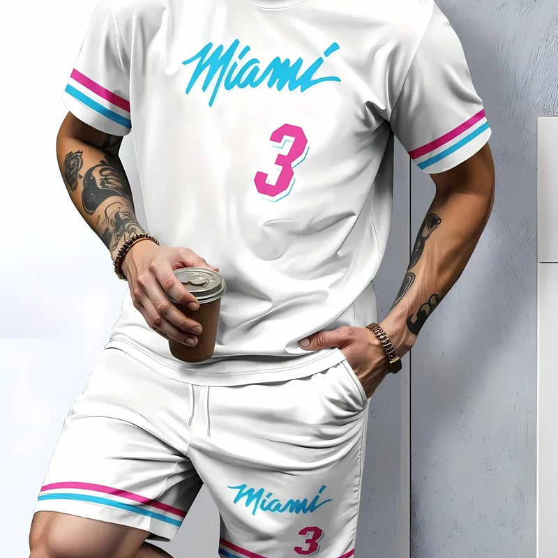 Men's summer new casual breathable short sleeved T - shirt set sports two - piece - View 6 | SAMAG