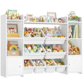 55''Large Toy Storage Organizer with 8 Toy Bins, Toy Organizers and Storage with Shelf and 6 Storage Cubbies, Bookshelf