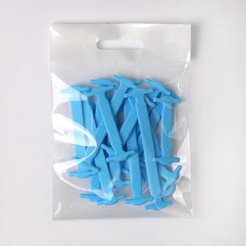 New Silicone Shoe Laces Elastic No Tie Shoelaces 16 PCS for Sneakers Quick Put on And Take Off Safety Lazy Shoe Lace Accessories