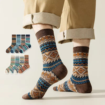 4 Pairs Man Short Socks Retro Bohemian Stripe Style | SAMAG